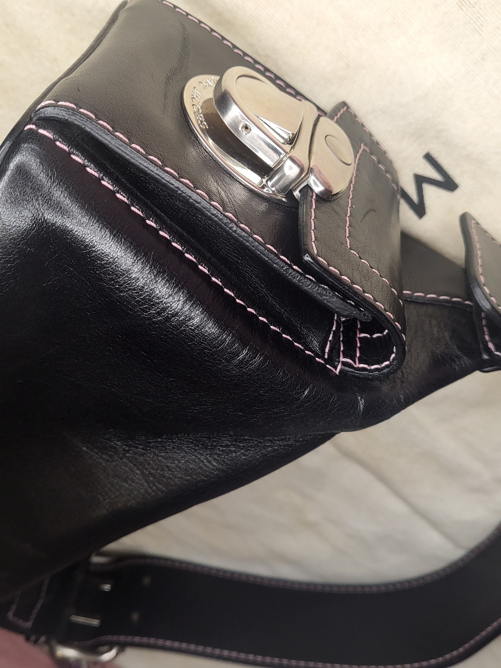 Y2k Marc Jacobs #Susannahbag variant Black Leather Purse Pink Lineing Rare - Picture 4 of 13